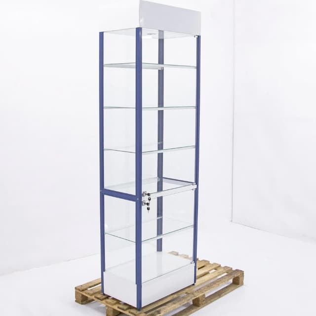 Шкаф-витрина остеклённая Русь ВС/ст.синие 650х400х2120 арт. УТ-00090063 (Восстановленное 1 шт)