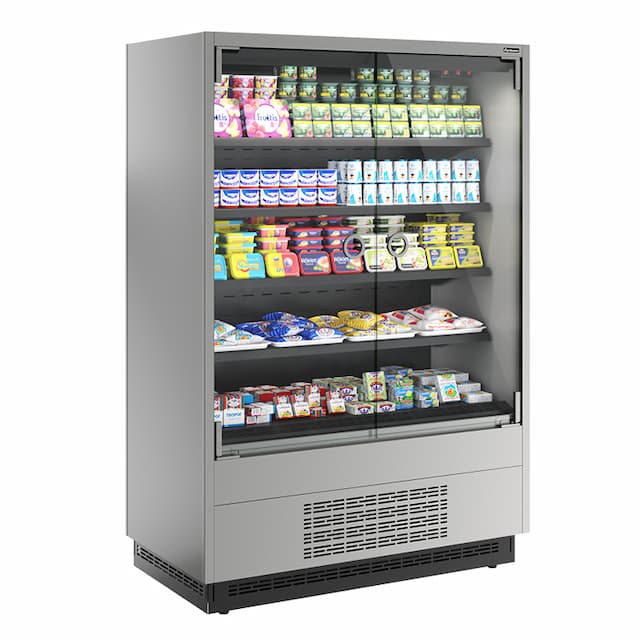 Витрина холодильная Carboma FC20-07 VM 1,0-1 0030 боковина металлическая с зеркалом (9006-9005) Cube 2 LIGHT фронт X0