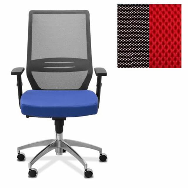 Офисное кресло для персонала Юнитекс Aero сетка/ткань TW черная/красная