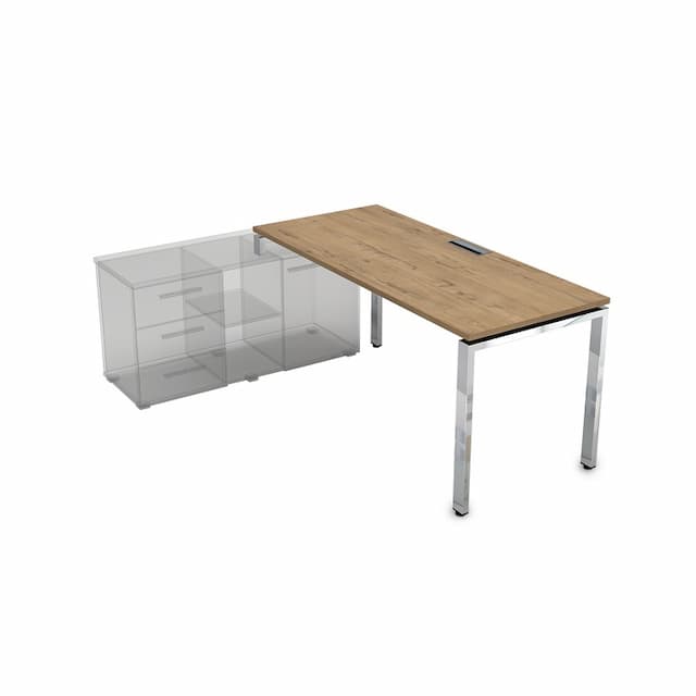 Стол рабочий, прямолинейный, левый АЛСАВ Gloss line НСТЛ-П.974 teakwood/металл глянец