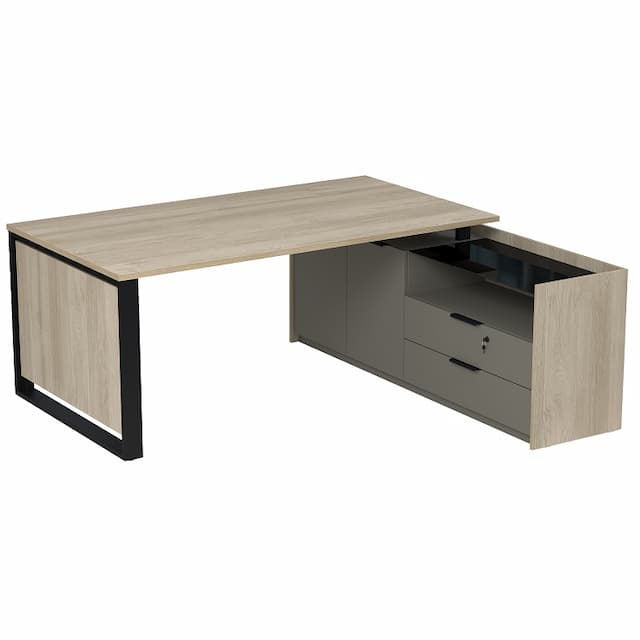 Стол рабочий на опорной двусоставной тумбе Алсав MAGNETIC 15СОД.1810 (1860х1768х750) okwood/terra